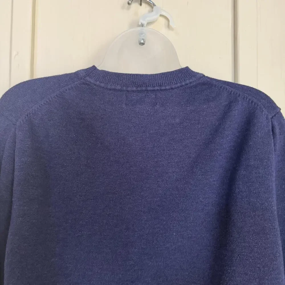 Patagonia Sweater Mens Medium Blue Organic Cotton Knit Crew Neck Logo Pullover